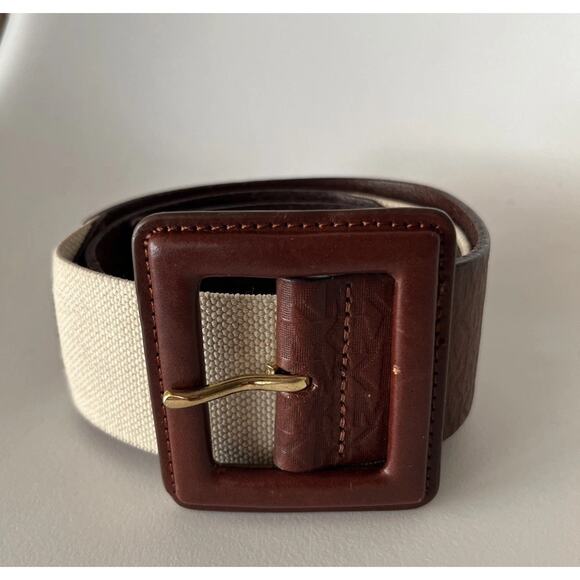 MICHAEL KORS Womens Belt M/L Brown Embossed Leather Elastic Gold Accent main image 11